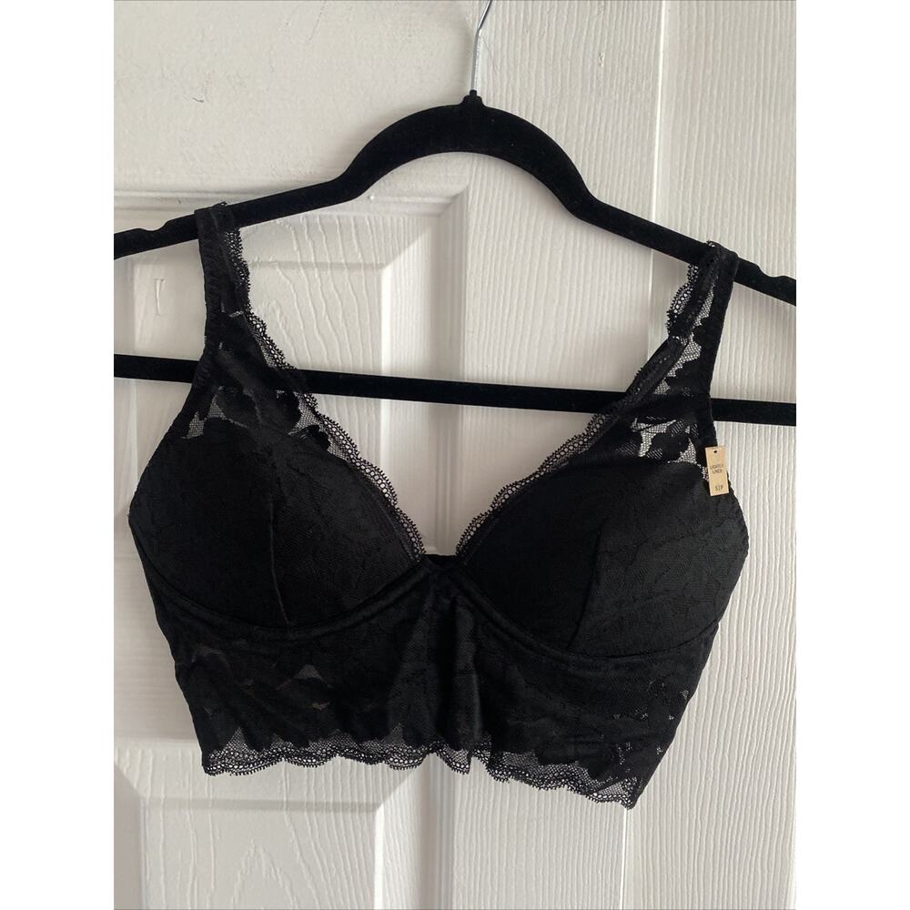 Victorias Secret Womens Small Black Lace Bralette Lightly Lined New